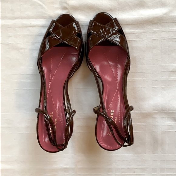 Kate Spade Designer patent leather sling backs. - Picture 3 of 7